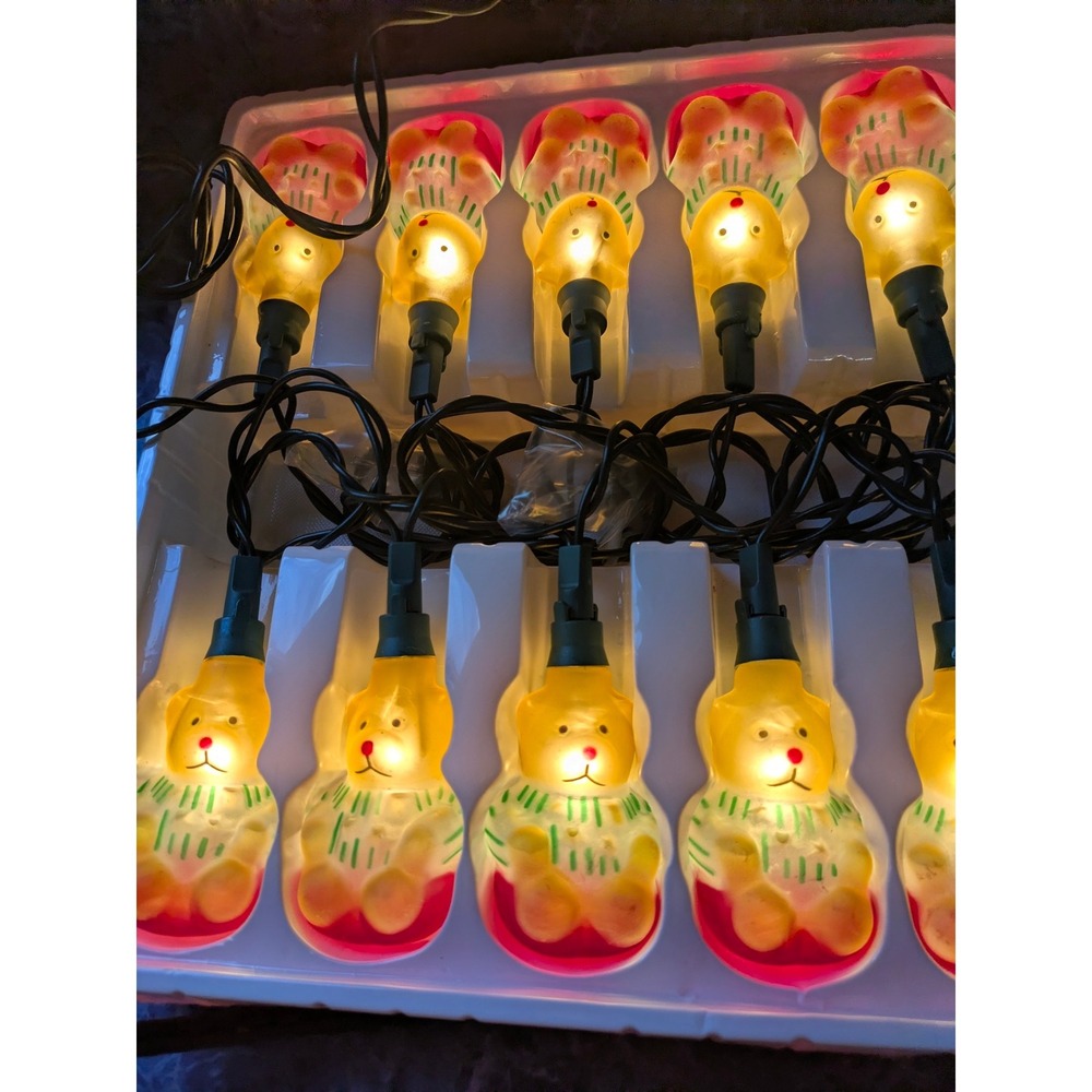 Teddy Bear 10 Glass Indoor Light Set - Holiday Time Indoor String Lights - Picture 4 of 4